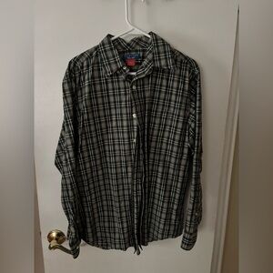 Puritan Dark Green and White Plaid Shirt